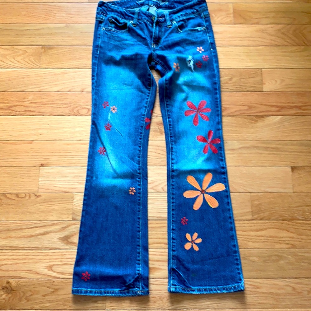 American Eagle favorite boyfriend jeans - hand painted